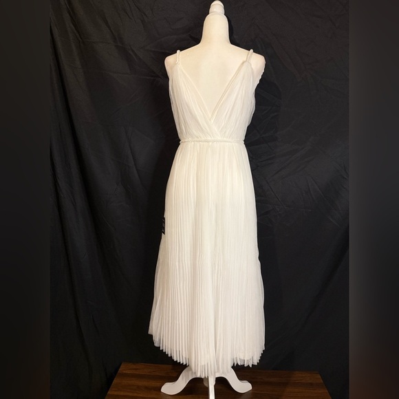 Lulus, small, Sweet Goddess White Mesh Pleated Sleeveless Midi Dress - Picture 6 of 7